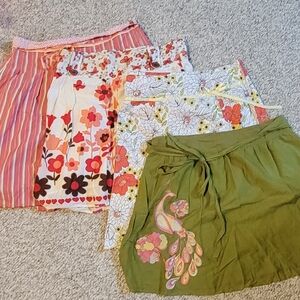 Vintage Floral and Striped A-Line Skirt Collection - Multicolor